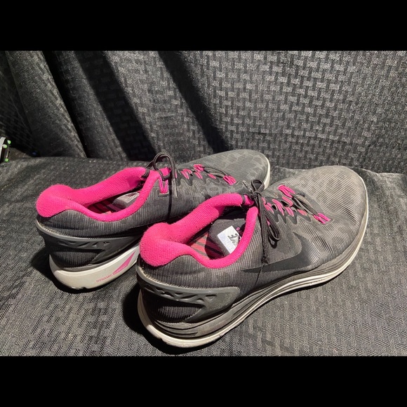 Nike Womens Lunarglide 5 Shield Running Shoes Black Pink 615980-006 Lace Up 7 - Picture 3 of 6